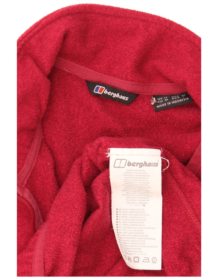 Maglione in pile da donna Berghaus con zip e collo UK 12 medio rosso poliestere