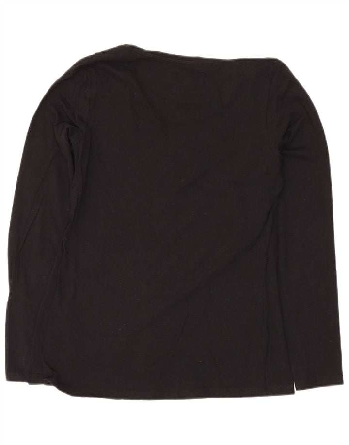 LOTTO Top da donna a maniche lunghe UK 10 piccolo cotone nero