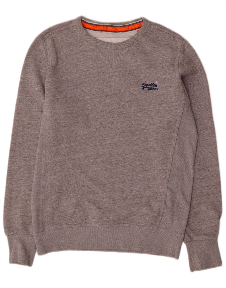 Felpa da uomo SUPERDRY Maglione grande cotone chiazzato grigio