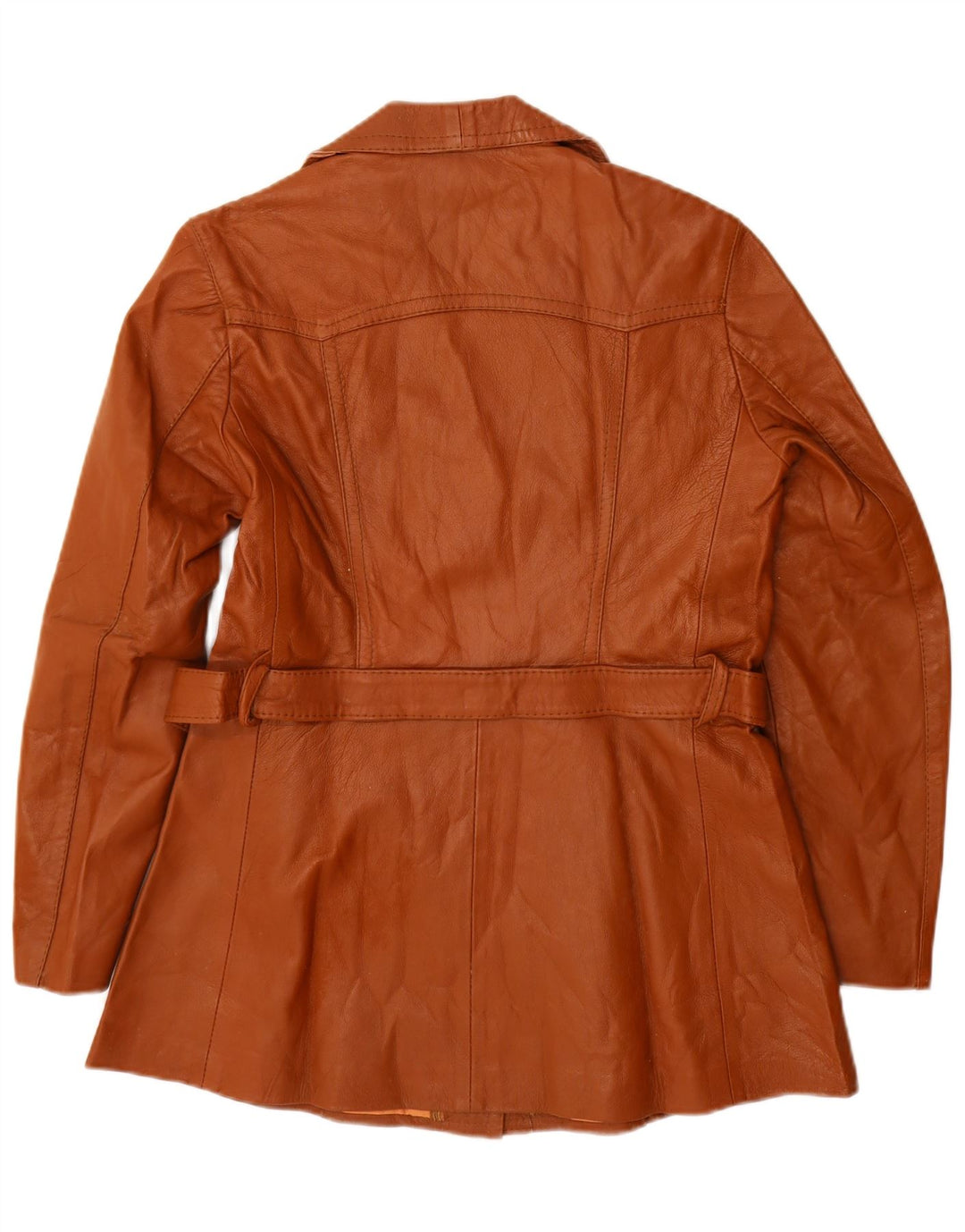 Giacca in pelle da donna vintage UK 14 in pelle marrone medio