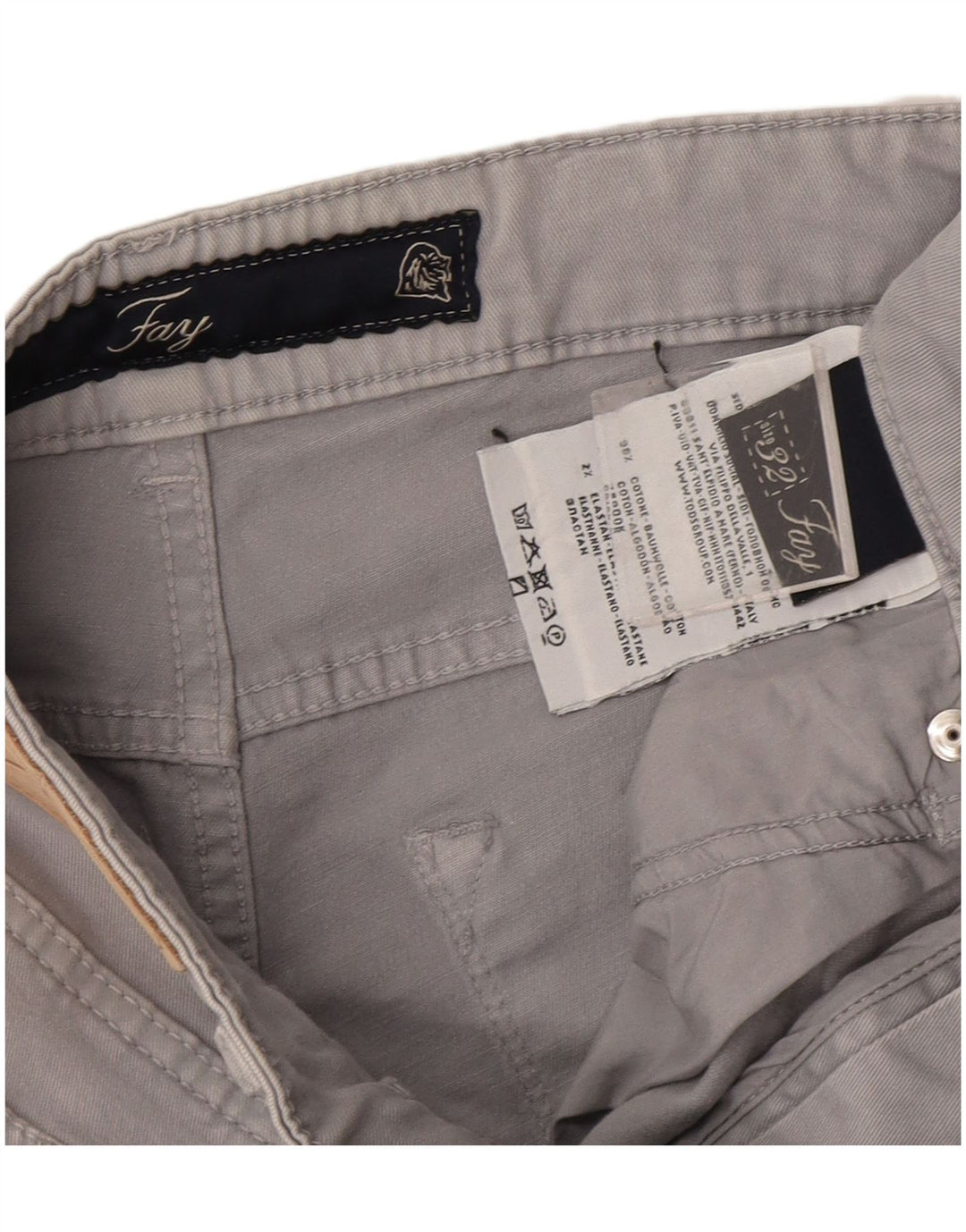 Pantaloni casual slim da uomo FAY W32 L27 in cotone grigio