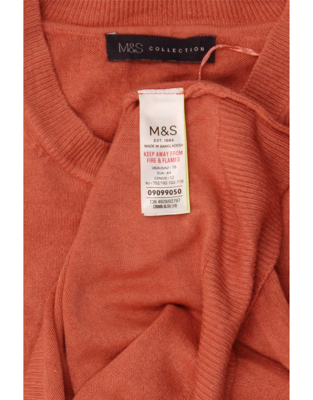 Maglione maglione con scollo a barca da donna Marks & Spencer UK 16 grande arancione