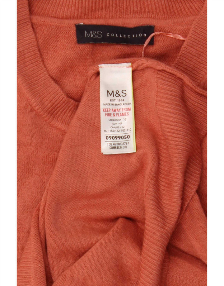 Maglione maglione con scollo a barca da donna Marks & Spencer UK 16 grande arancione