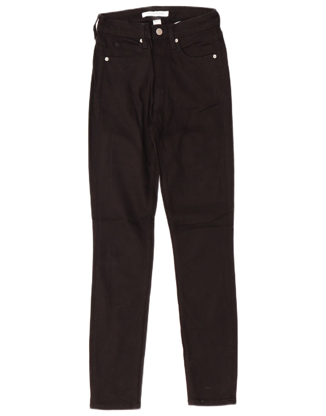 CALVIN KLEIN Jeans slim a vita alta da donna W26 L30 cotone nero