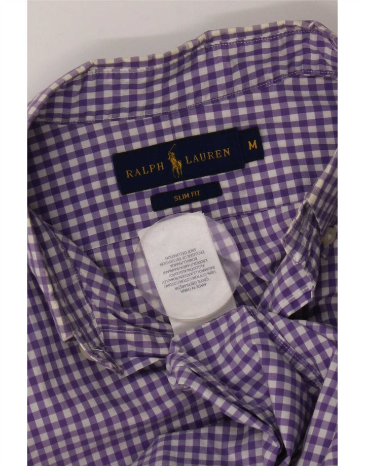 Camicia slim fit da uomo Ralph Lauren in cotone a quadretti viola medio