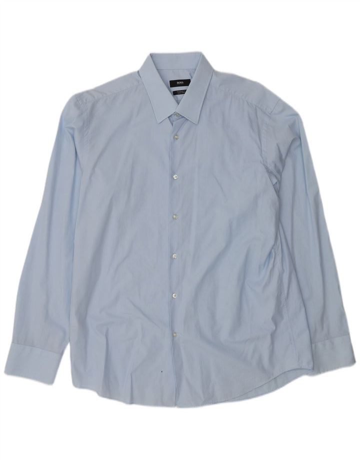 Camicia HUGO BOSS vestibilità regolare da uomo taglia 44 17 1/2 XL cotone blu