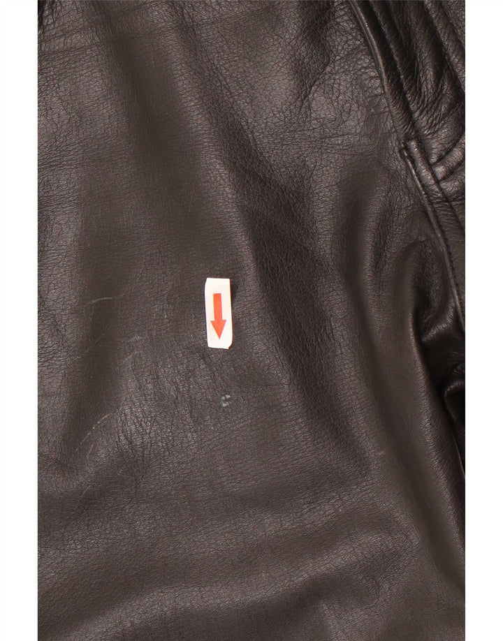 Pantaloni dritti in pelle vintage da uomo W34 L30 neri