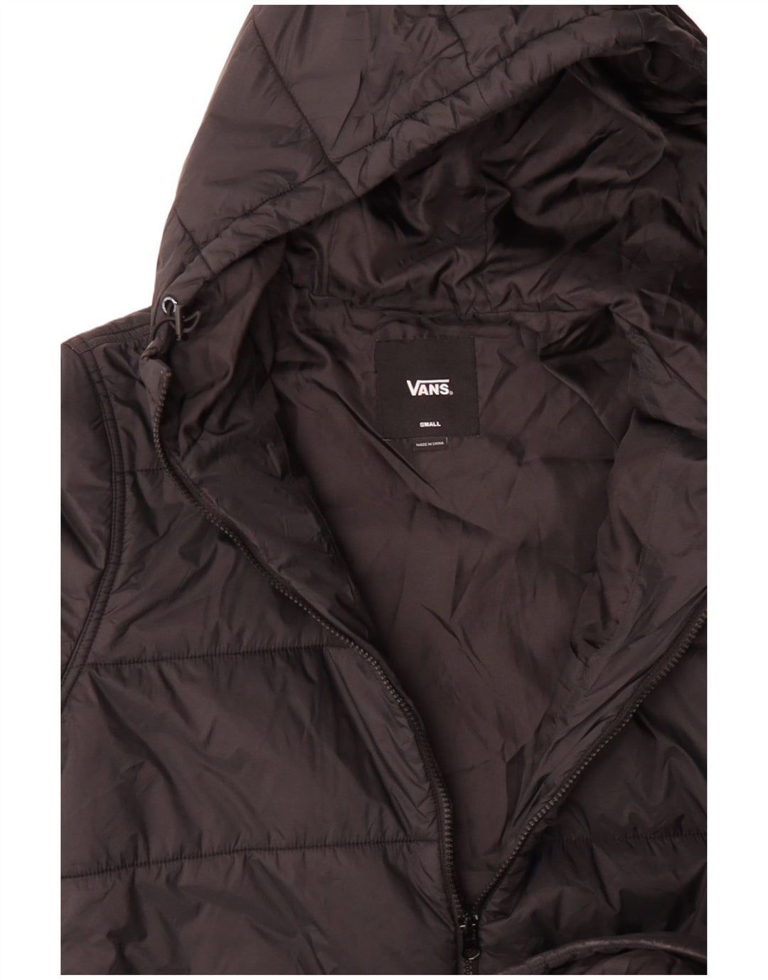 Giacca imbottita con cappuccio da uomo VANS UK 36 piccola in nylon nero