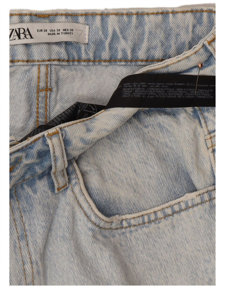 Pantaloncini in denim con grafica invecchiata ZARA da uomo EU 38 Small W30 cotone blu