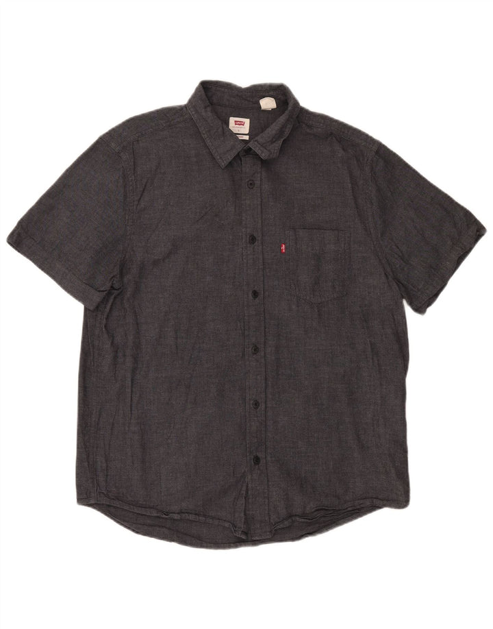 LEVI'S Camicia da uomo a maniche corte vestibilità standard grande in cotone grigio