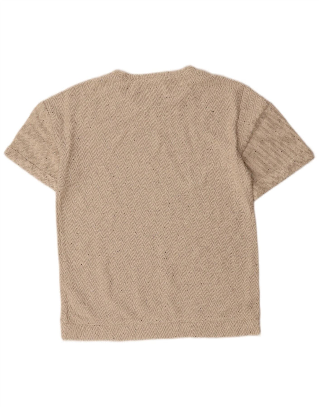 ZARA Mens T-Shirt Top Small Beige Herringbone Cotton