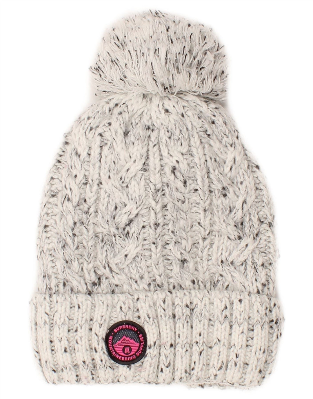 Berretto in maglia da donna Superdry, taglia unica, in acrilico chiazzato grigio