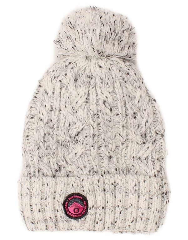 Berretto in maglia da donna Superdry, taglia unica, in acrilico chiazzato grigio