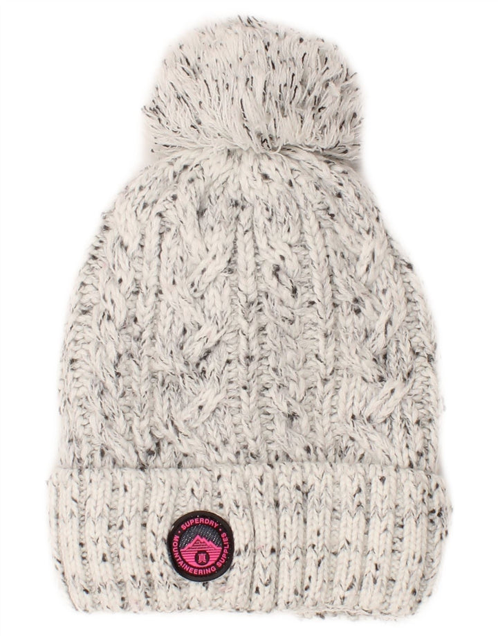 Berretto in maglia da donna Superdry, taglia unica, in acrilico chiazzato grigio