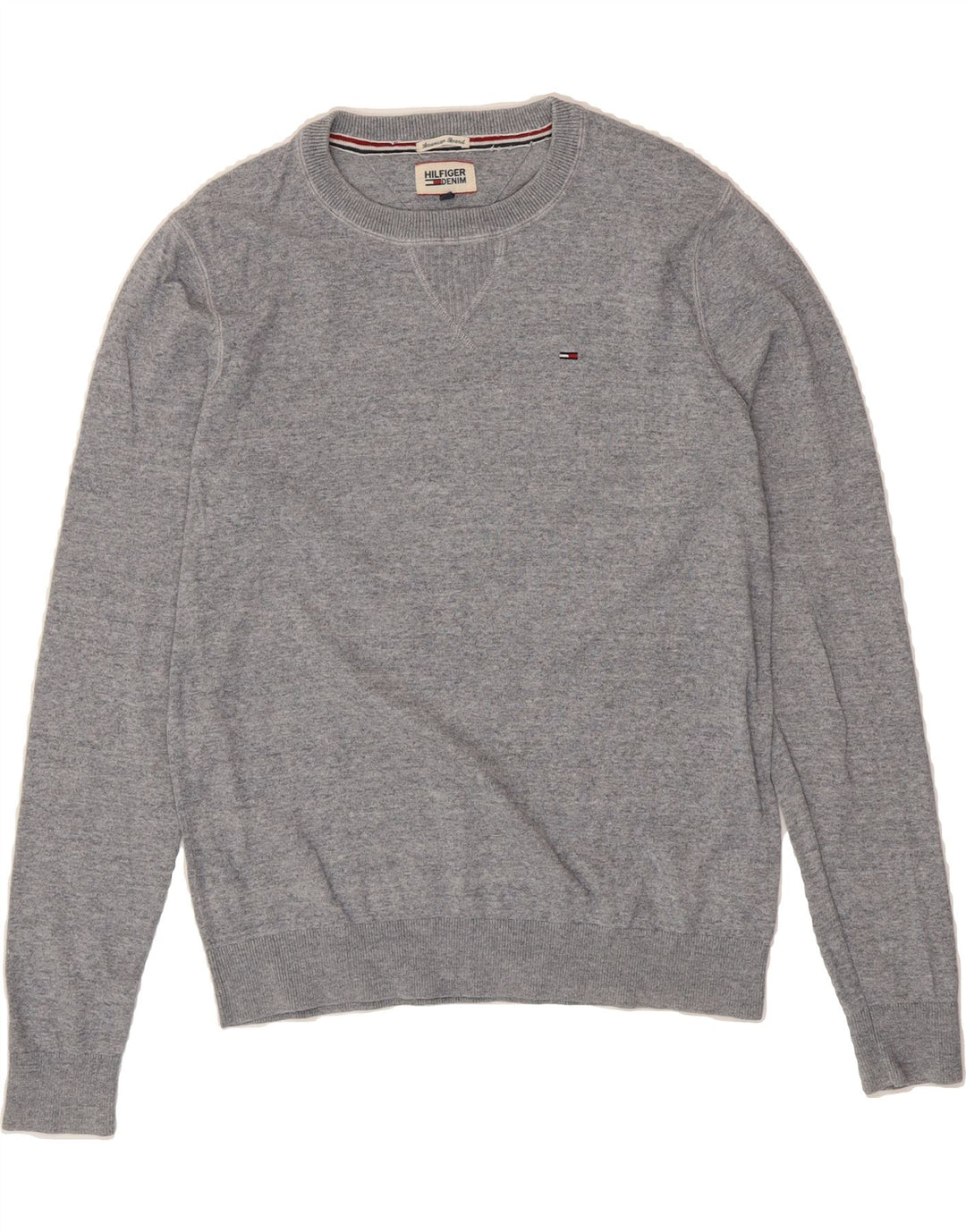 TOMMY HILFIGER Mens Crew Neck Jumper Sweater Large Grey Cotton Vintage Tommy Hilfiger and Second-Hand Tommy Hilfiger from Messina Hembry 