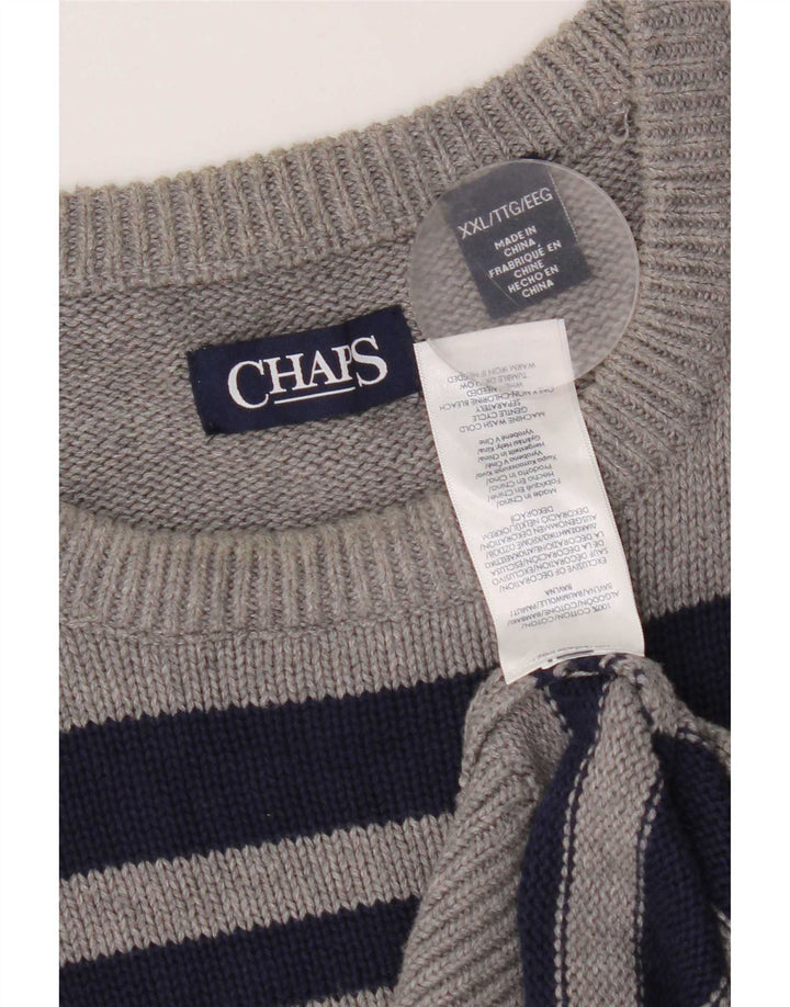 Maglione maglione girocollo da uomo Chaps 2XL cotone a righe grigie