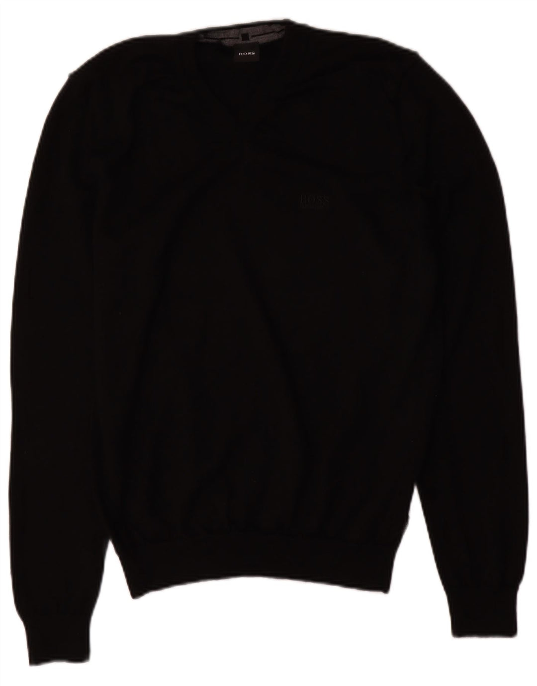 Hugo Boss Maglione da uomo con scollo a V piccolo in lana nera