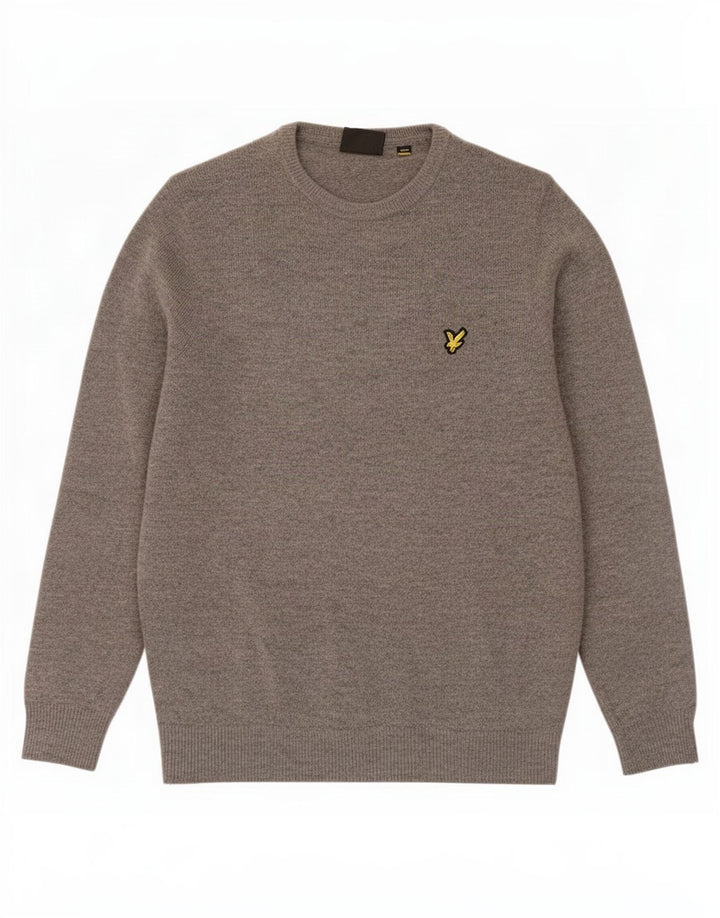 Lyle & Scott Maglione girocollo da uomo in lana d'agnello screziata grigio medio