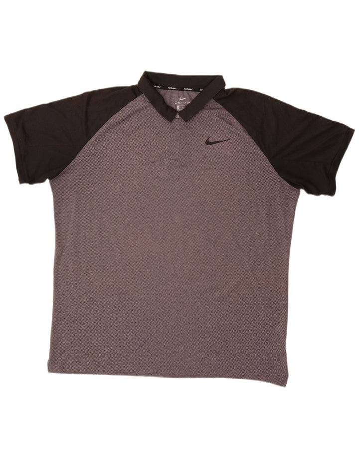 Polo NIKE da uomo Dri Fit XL in poliestere color block grigio