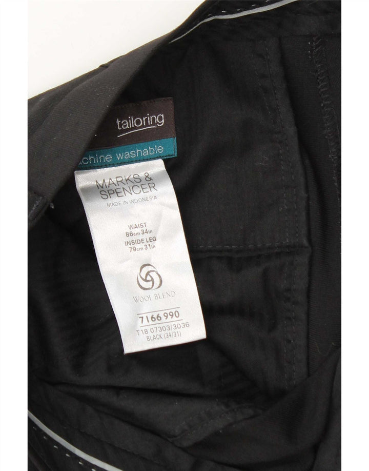 Pantaloni chino dritti da uomo Marks & Spencer W34 L31 poliestere nero