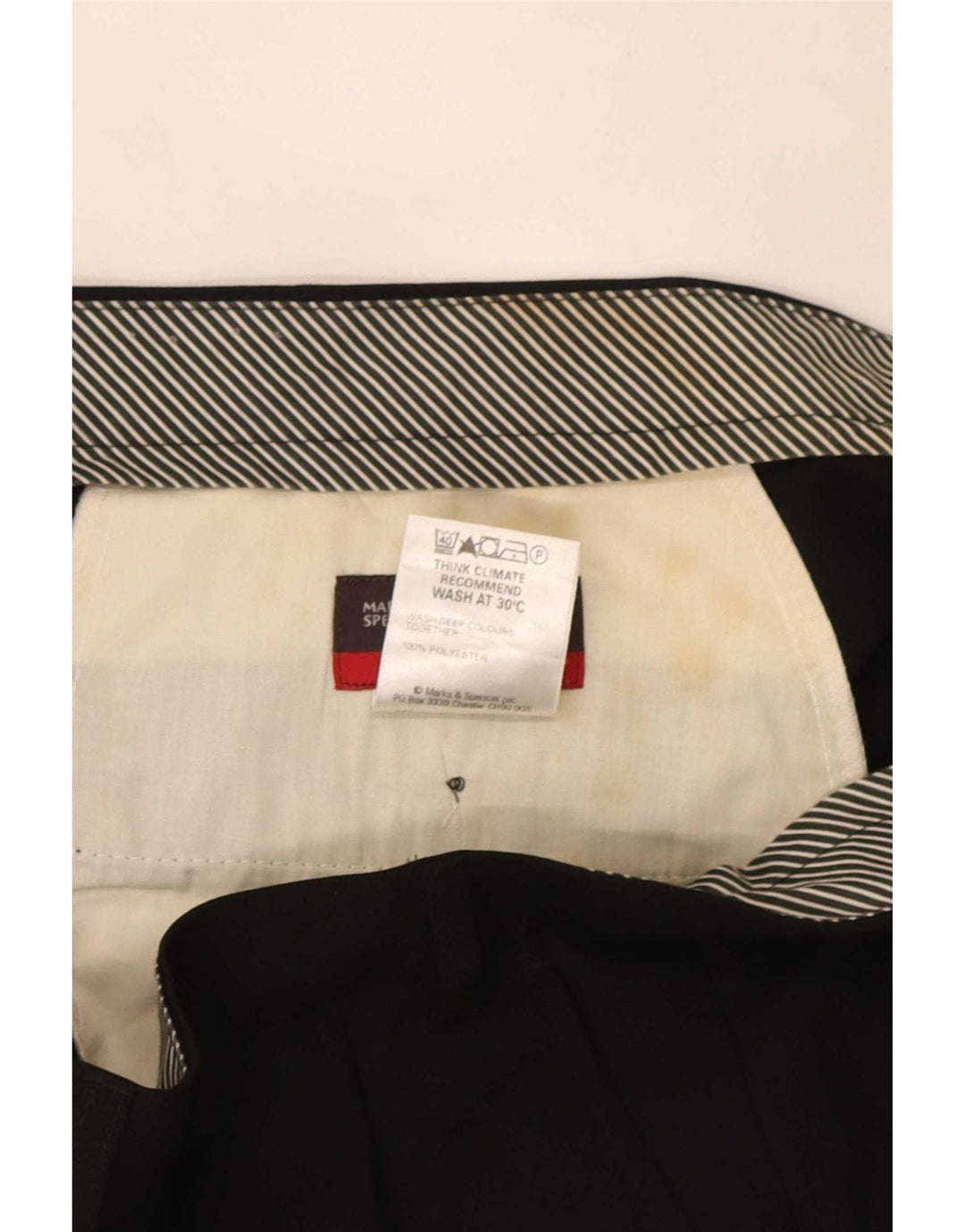 Pantaloni da abito con pegging da uomo Marks & Spencer W40 L33 poliestere nero