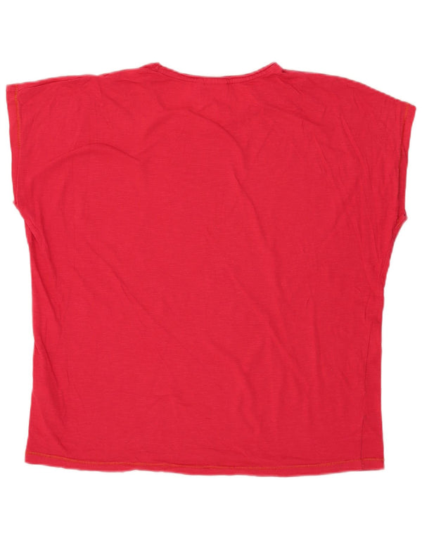 T-shirt grafica da donna Weird Fish Top UK 14 grande cotone rosa
