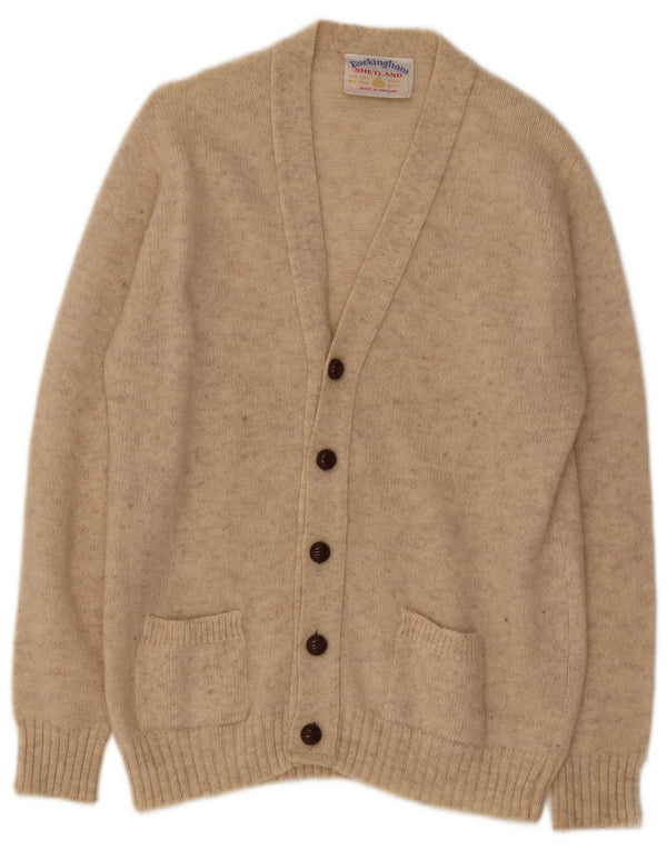 Maglione cardigan da uomo vintage XL in lana beige
