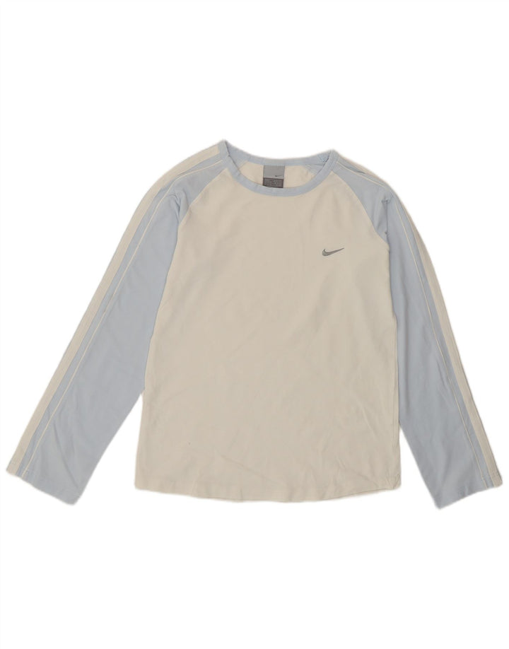 Maglia a maniche lunghe da donna Nike UK 14/16 Large White Colourblock