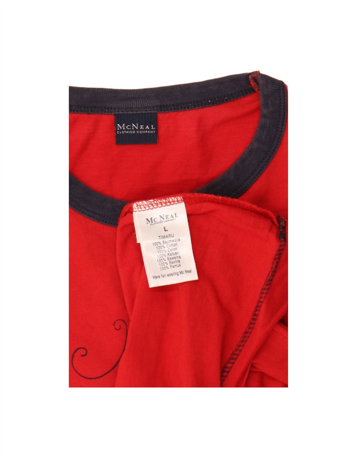 MCNEAL Mens Graphic T-Shirt Top Large Red Cotton