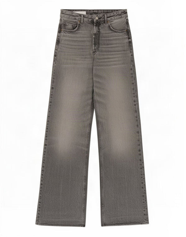 Jeans a gamba larga da donna Zara EU 38 Small W28 L34 Cotone grigio