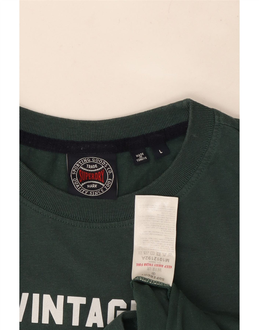 T-shirt grafica vintage da uomo SUPERDRY Top grande in cotone verde