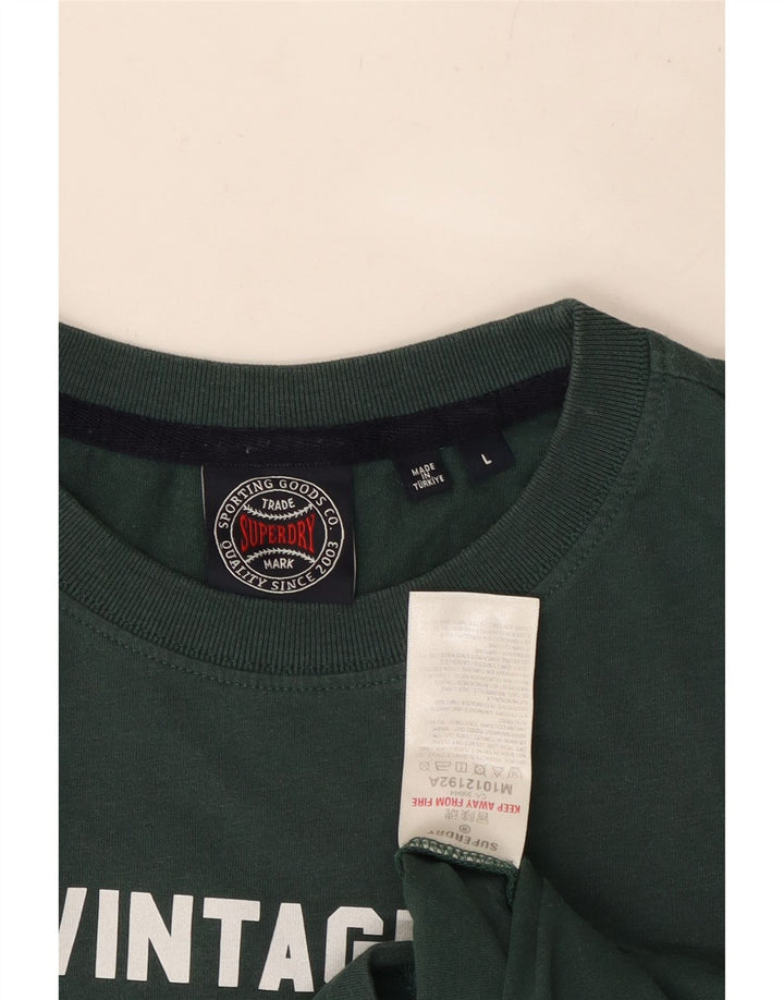 T-shirt grafica vintage da uomo SUPERDRY Top grande in cotone verde