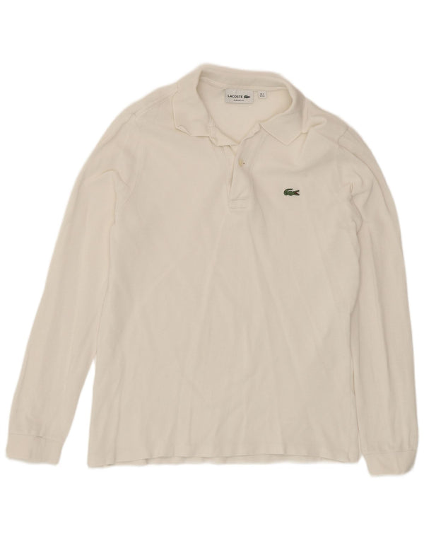 Polo Lacoste da uomo a maniche lunghe vestibilità classica taglia 2 XS bianca