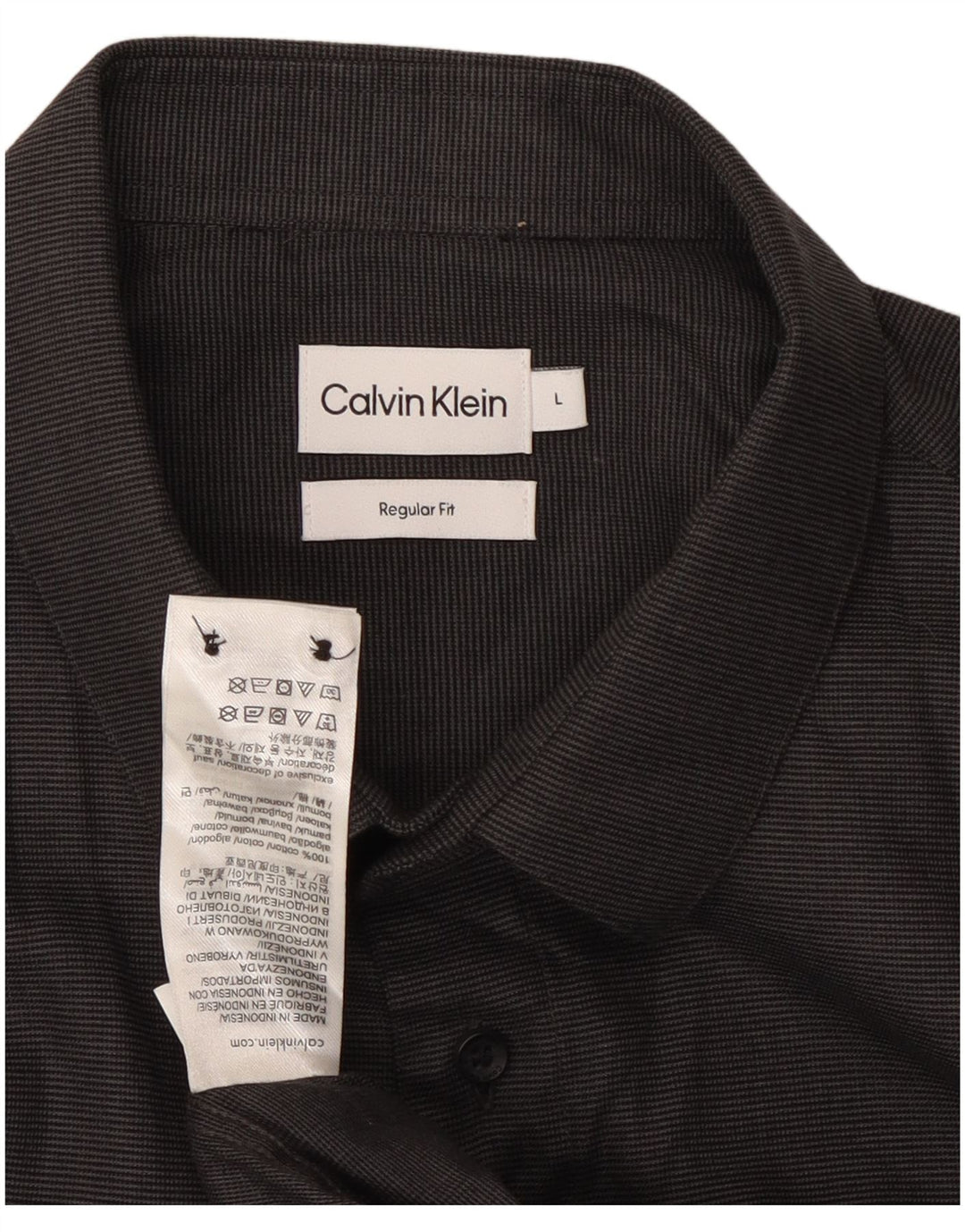 Camicia da uomo Regular Fit Calvin Klein, cotone gessato nero grande