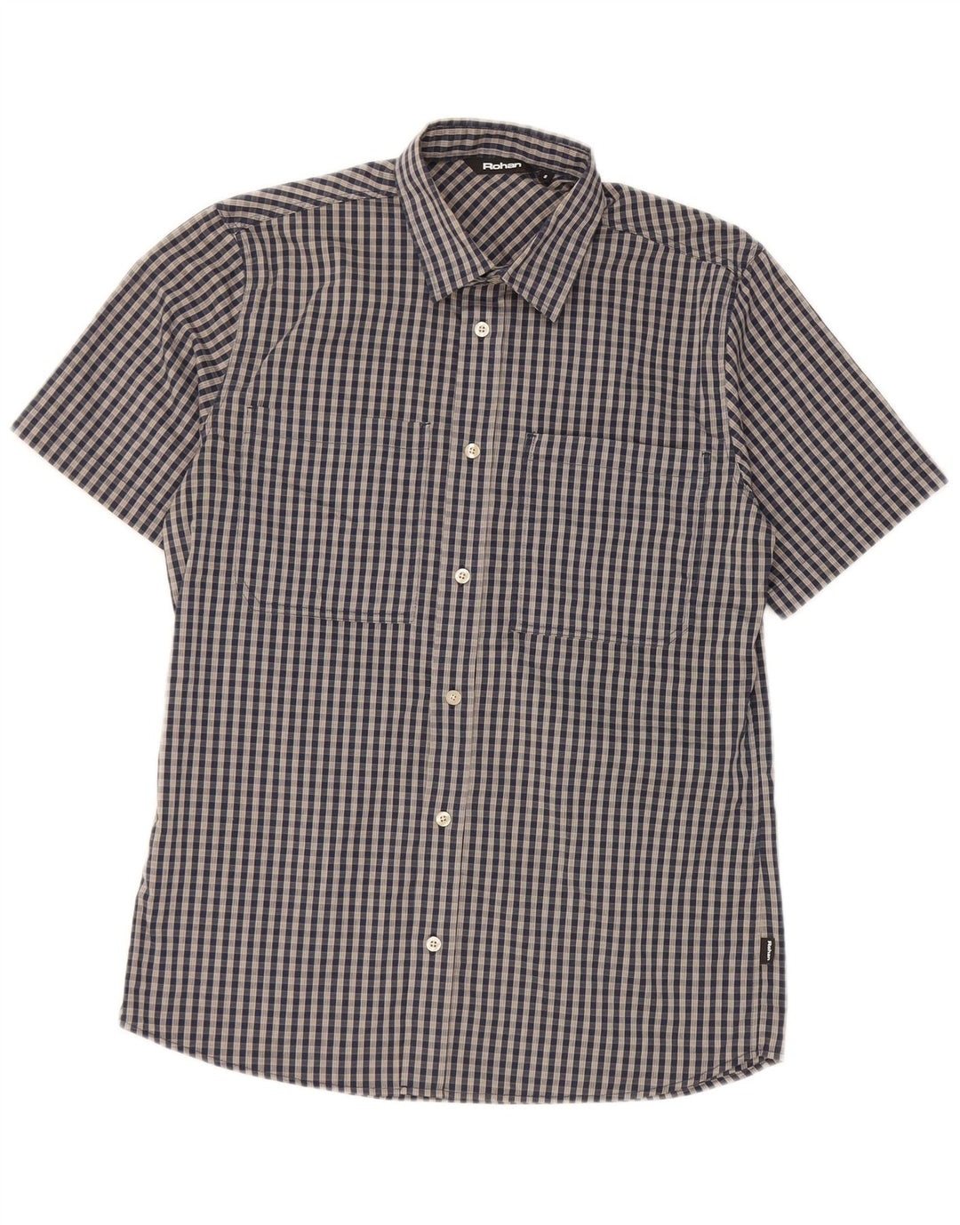 Camicia a maniche corte da uomo Rohan piccola in poliestere a quadretti blu navy