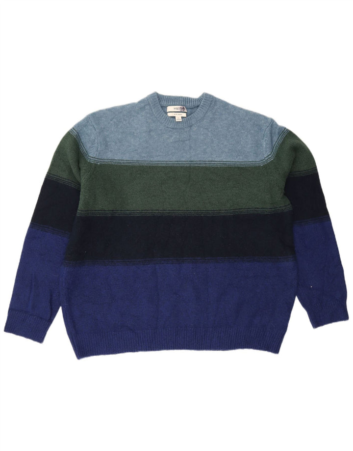Maglione maglione girocollo da uomo Marks & Spencer 2XL a righe multicolore