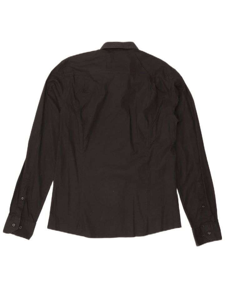 Camicia slim fit da uomo Hugo Boss in cotone nero medio
