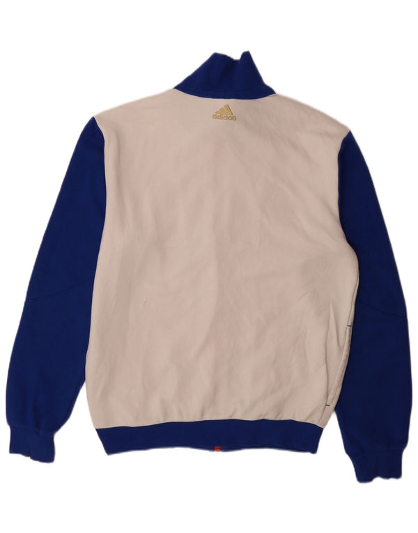 Giacca da ginnastica da uomo Adidas, giacca in cotone color block bianco medio