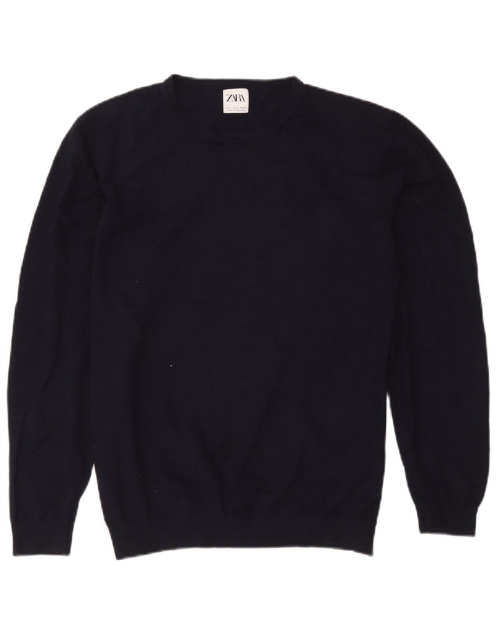 Maglione maglione girocollo da uomo Zara grande blu navy