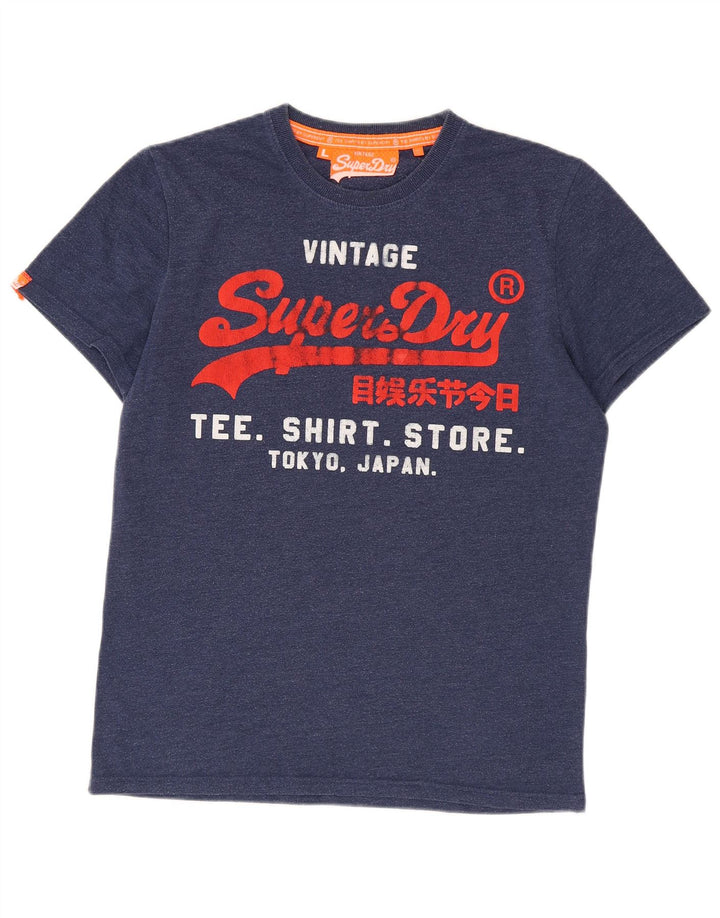 T-shirt grafica da uomo Superdry Top grande in cotone blu