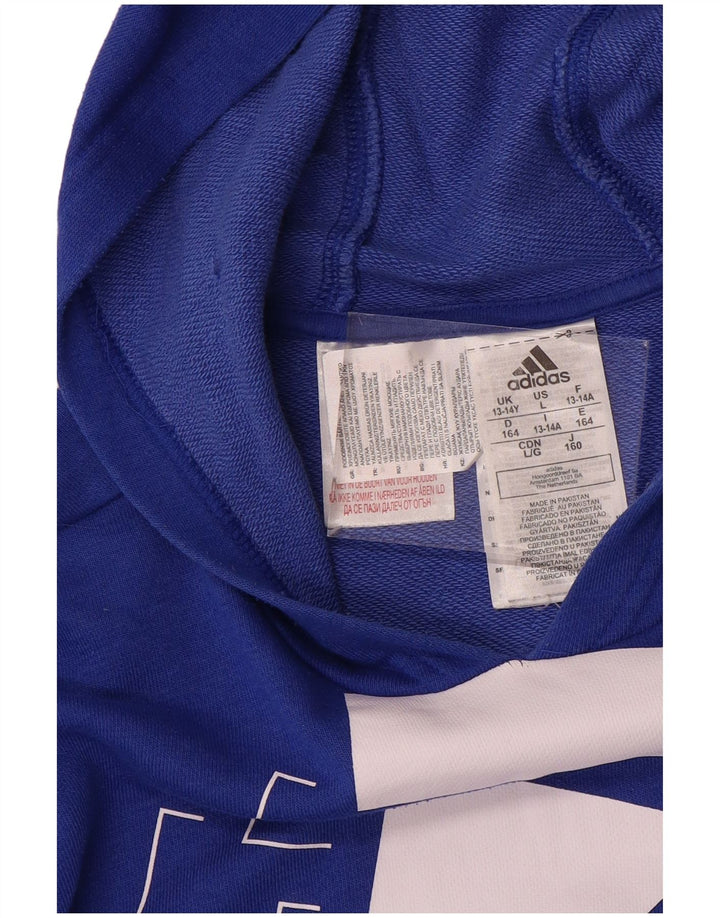 Felpa con cappuccio grafica ADIDAS per ragazzi 13-14 anni in cotone blu