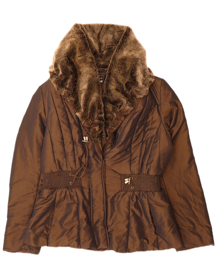 Giacca imbottita da donna Zara UK 18 XL nylon marrone