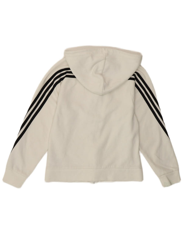 Felpa con cappuccio e zip da donna ADIDAS UK 4/6 XS cotone bianco