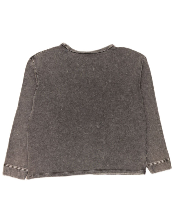 Guess Felpa con grafica da donna Maglione UK 16 Large Grigio Cotone