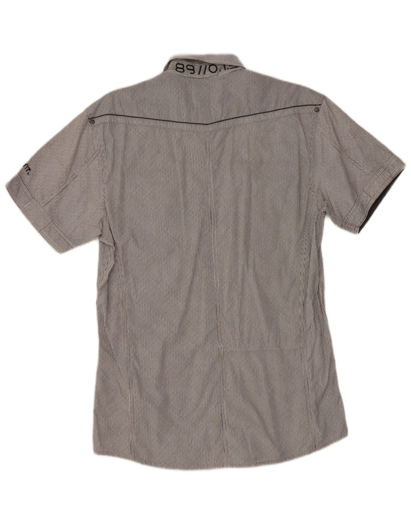 Camicia a maniche corte grafica da uomo Jack & Jones grande cotone gessato grigio