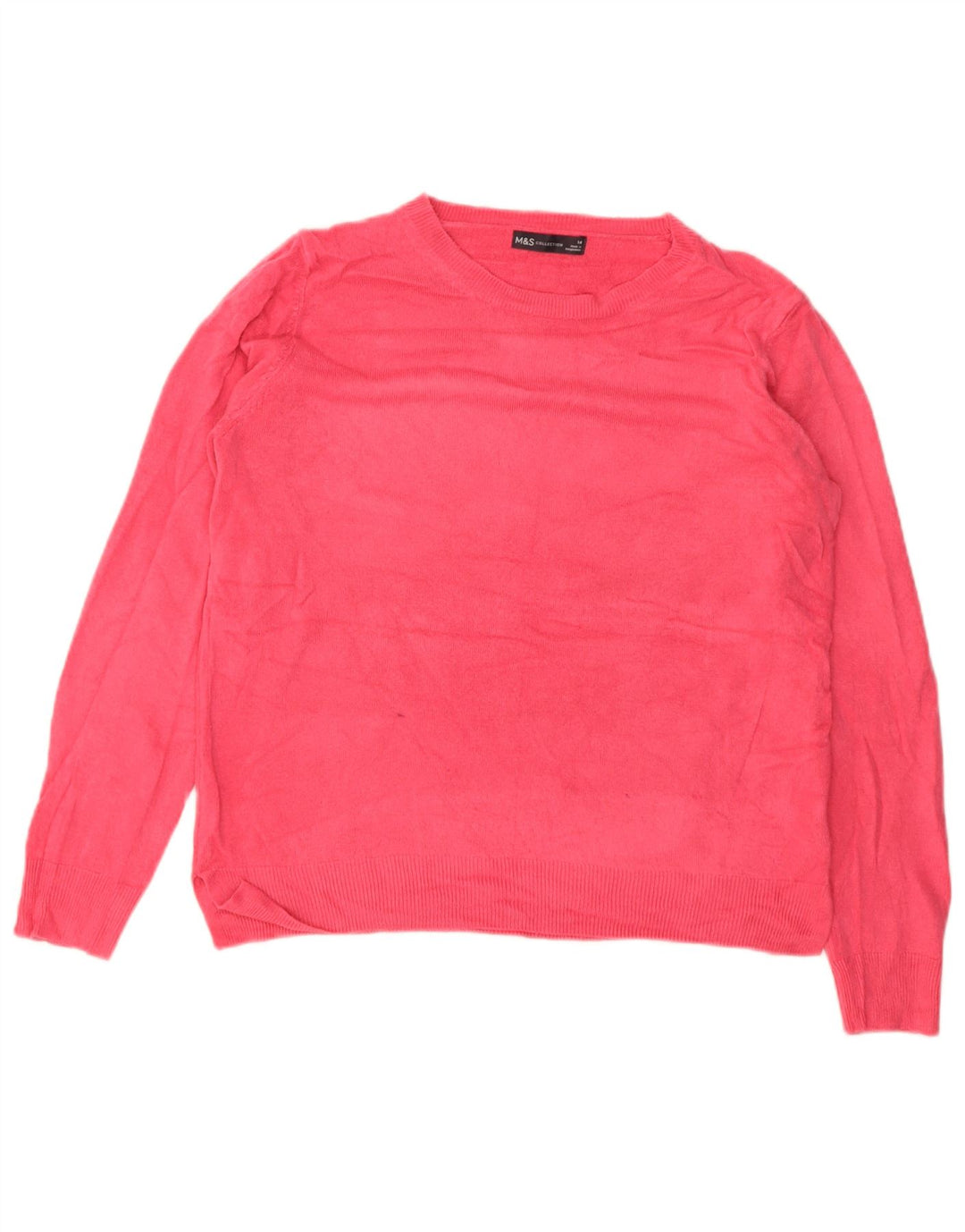 Maglione maglione girocollo da donna Marks & Spencer UK 14 Acrilico rosa medio