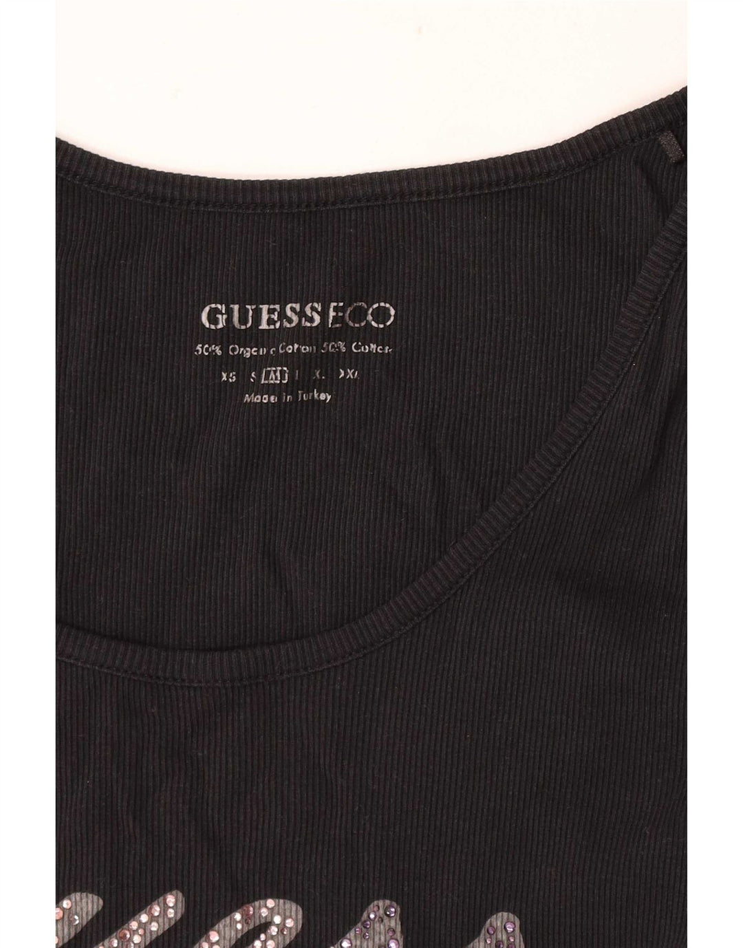 Canotta grafica da donna Guess UK 12 cotone nero medio