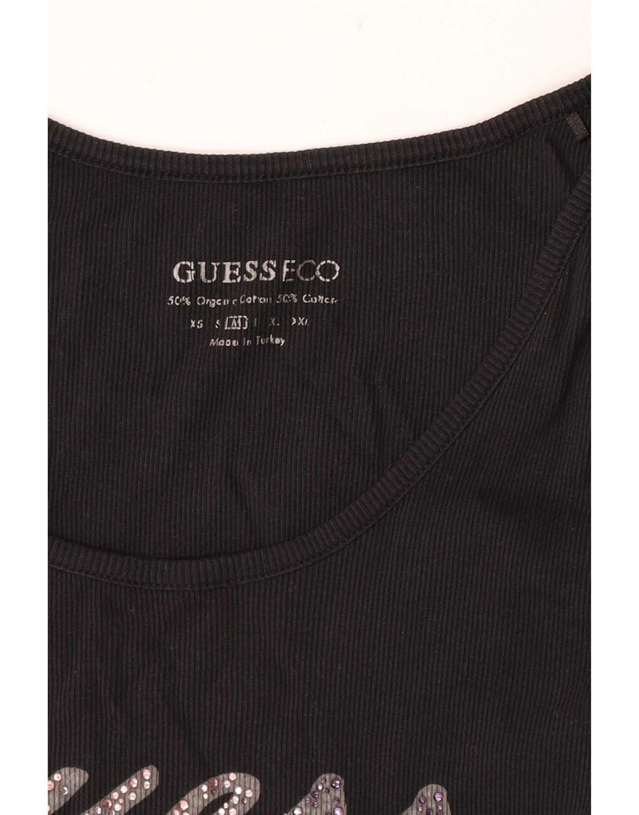 Canotta grafica da donna Guess UK 12 cotone nero medio