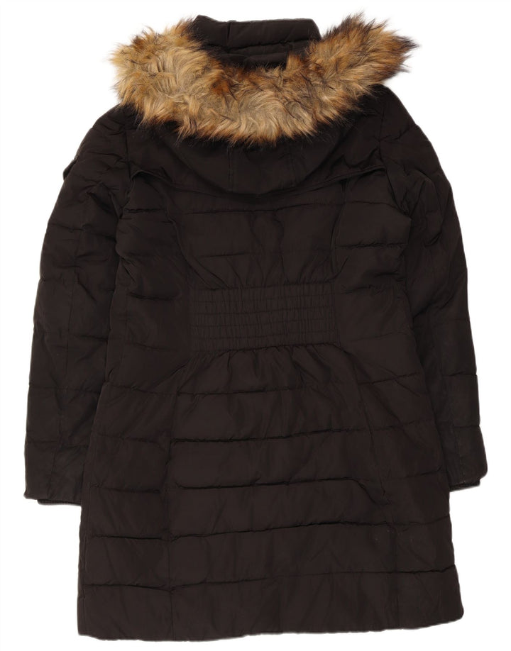 Cappotto imbottito con cappuccio da donna Michael Kors UK 14 poliestere nero medio
