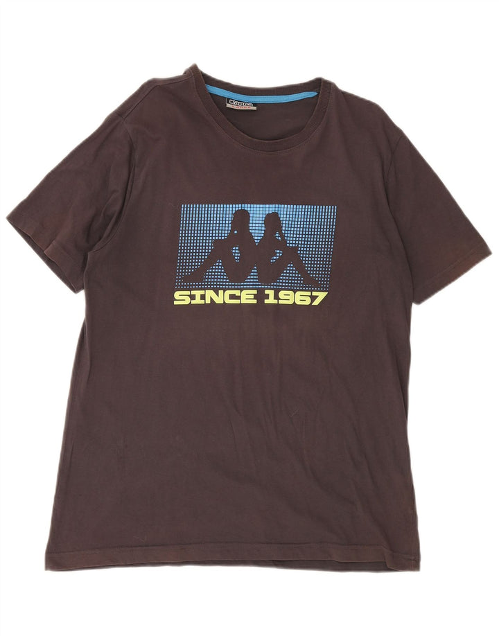 T-shirt grafica da uomo KAPPA Top grande in cotone marrone